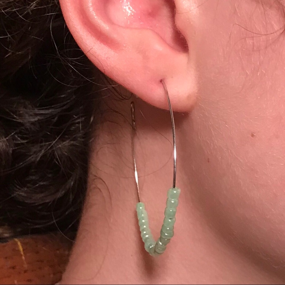 Handmade Beaded Hoop Earrings